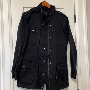 Talula anorak jacket in black with pewter buttons